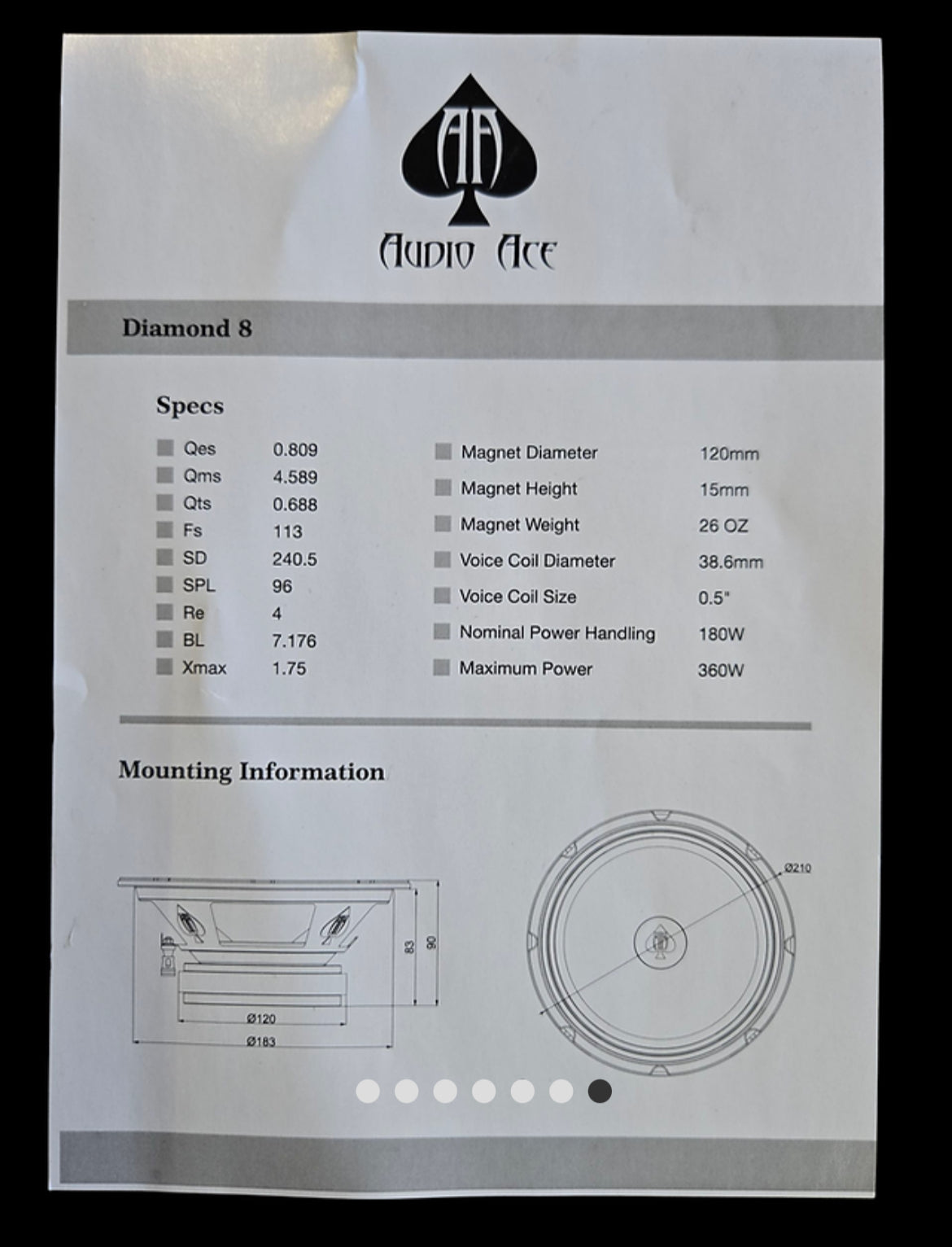 Diamond 8" - Mid Range (Pair) [Black or White]