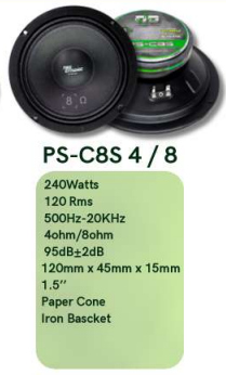 Neodynamic PS-C8S » 8-INCH MID LOW SEALED PRO AUDIO SPEAKER • 8 OHM (PAIR)