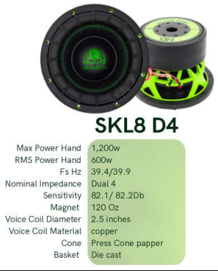 Neodynamic SKANDAL SKL 8D4 » 8-INCH SKANDAL SUBWOOFER •